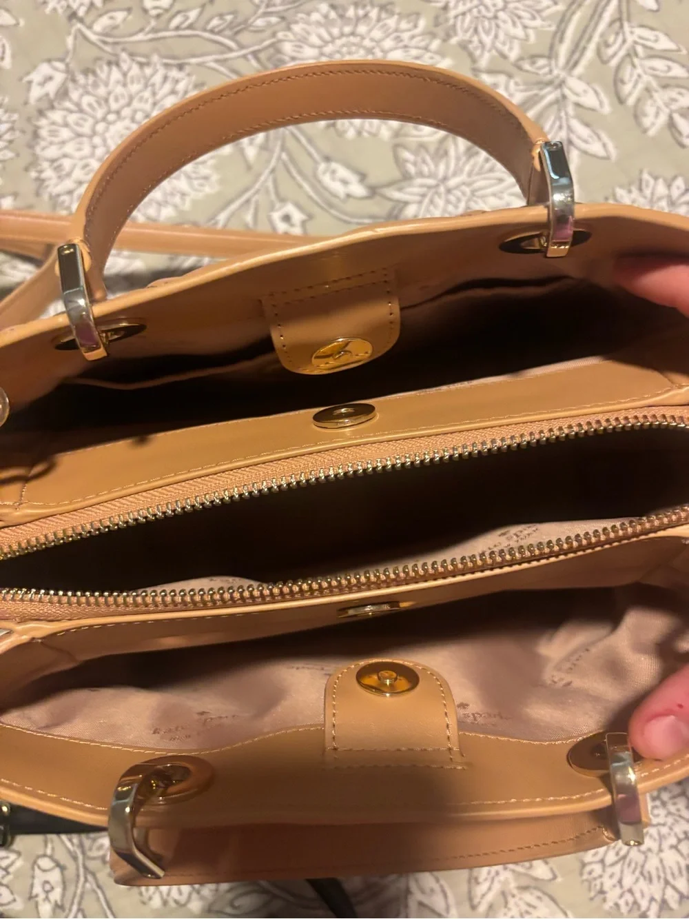 kate spade Quilted Satchel in Camel Tan with Gold Hardware